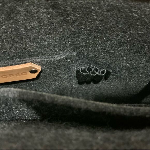 Popeq gray flannel wool handcrafted bag with red leather strap - Picture 9 of 10